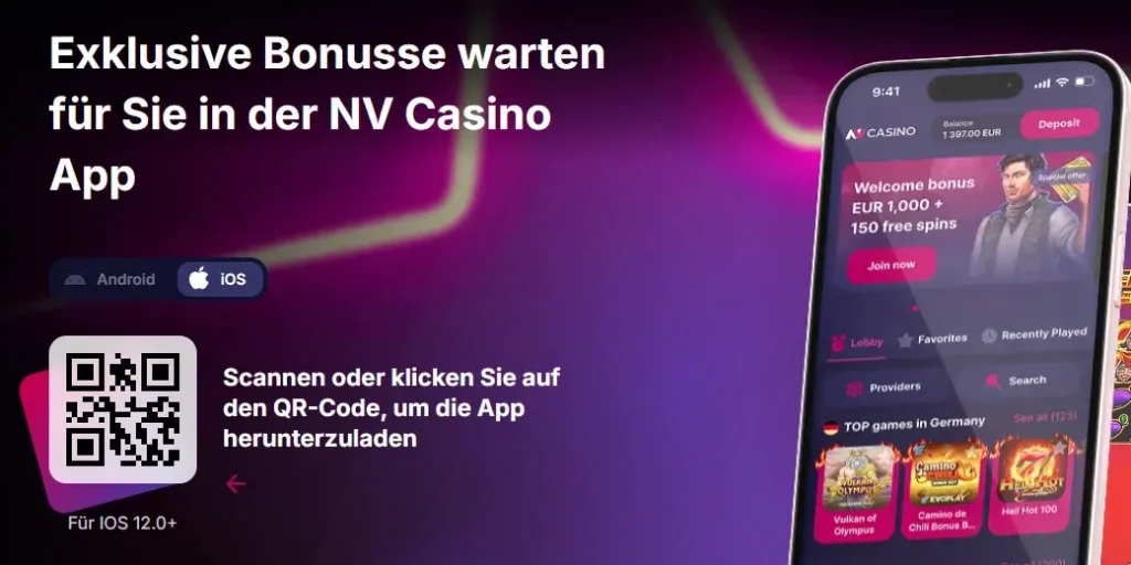 QR-Code zum Herunterladen der NVCasino-App auf iOS